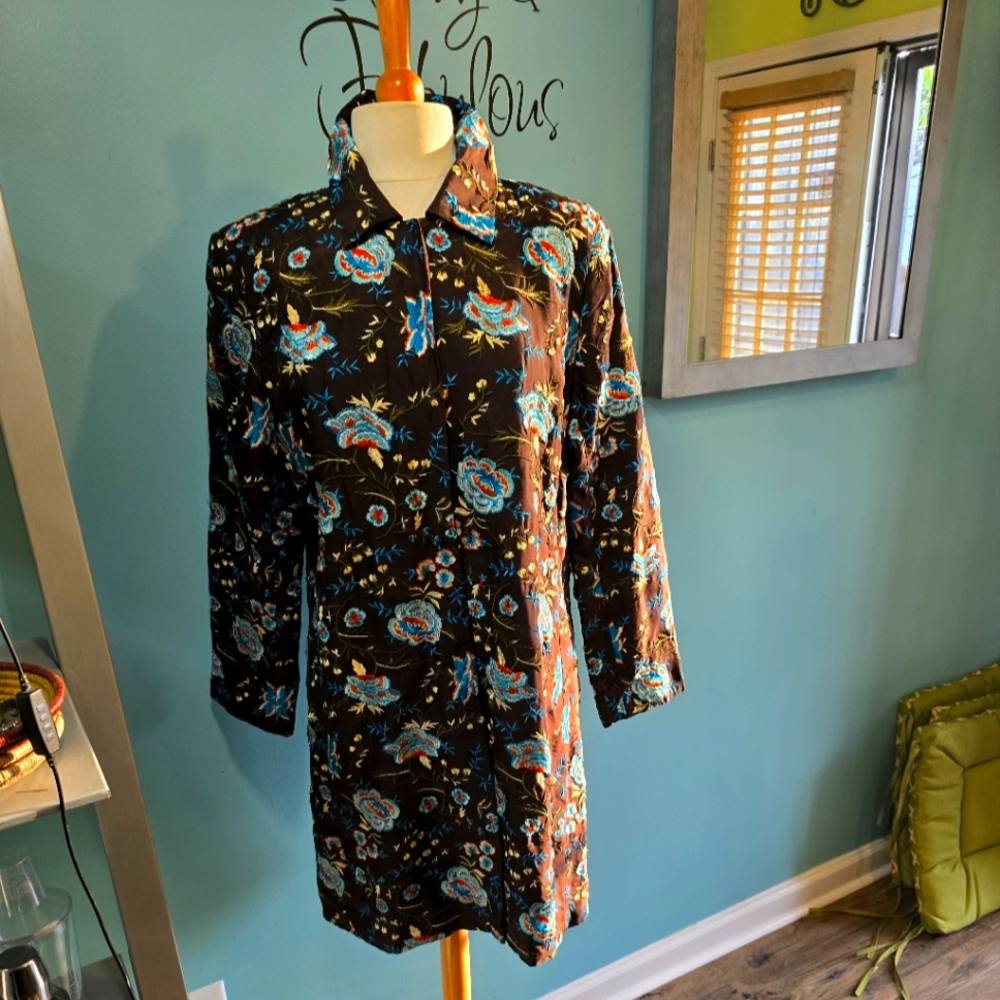 ⚡️Chic Brown Silk Floral Embellished Jacket Coat